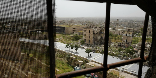 Aleppo, Syria as seen through a window at the citadel